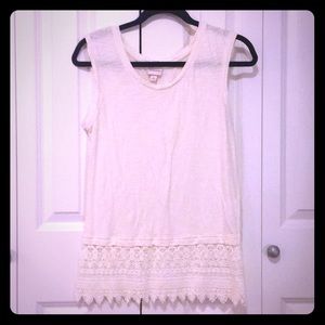 Beige blouse with lace bottom